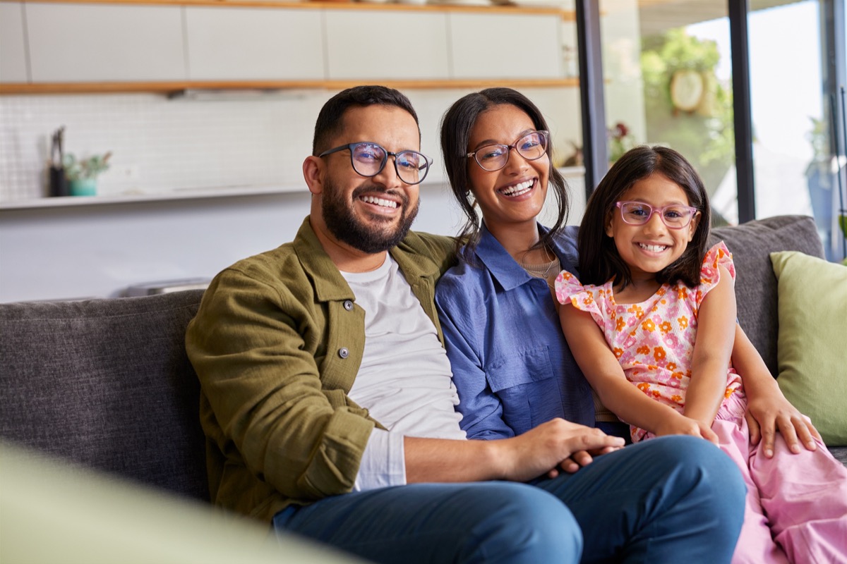 Family wearing glasses together